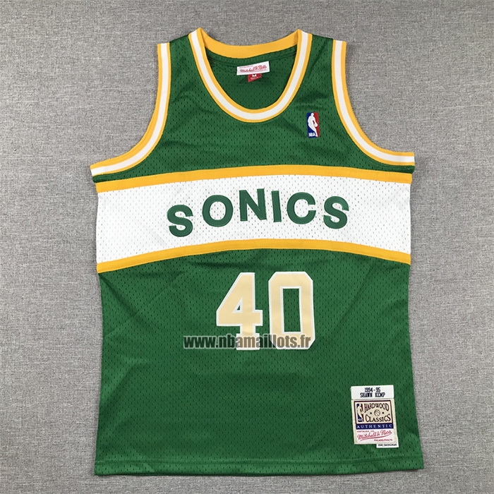Maillot Enfant Seattle Supersonics Shawn Kemp NO 40 Historic Retro Vert